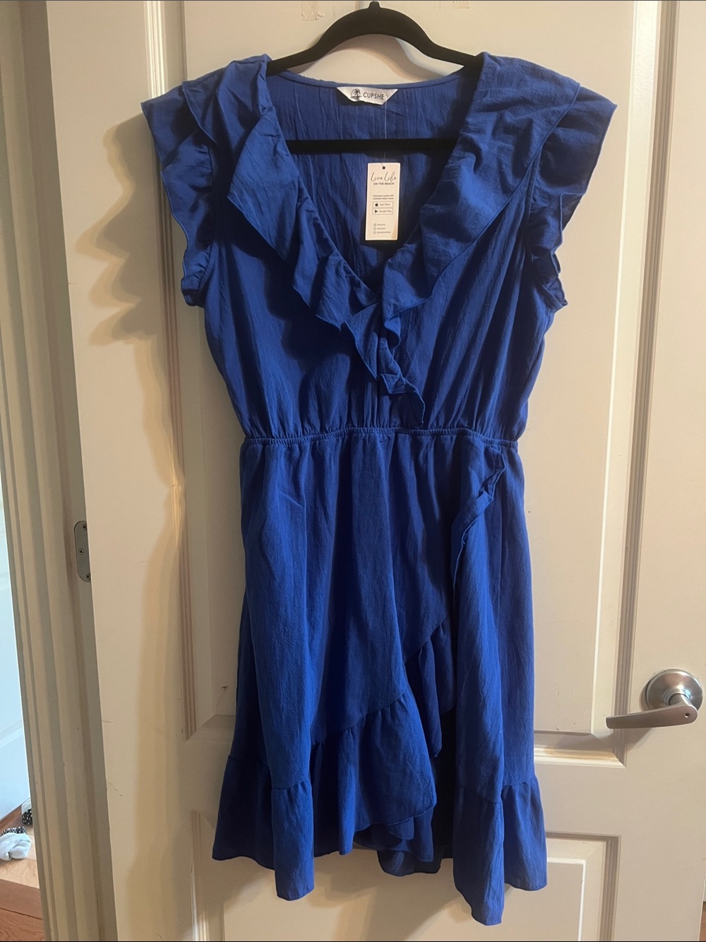 Cupshe Royal Blue Ruffle Wrap-Style Dress